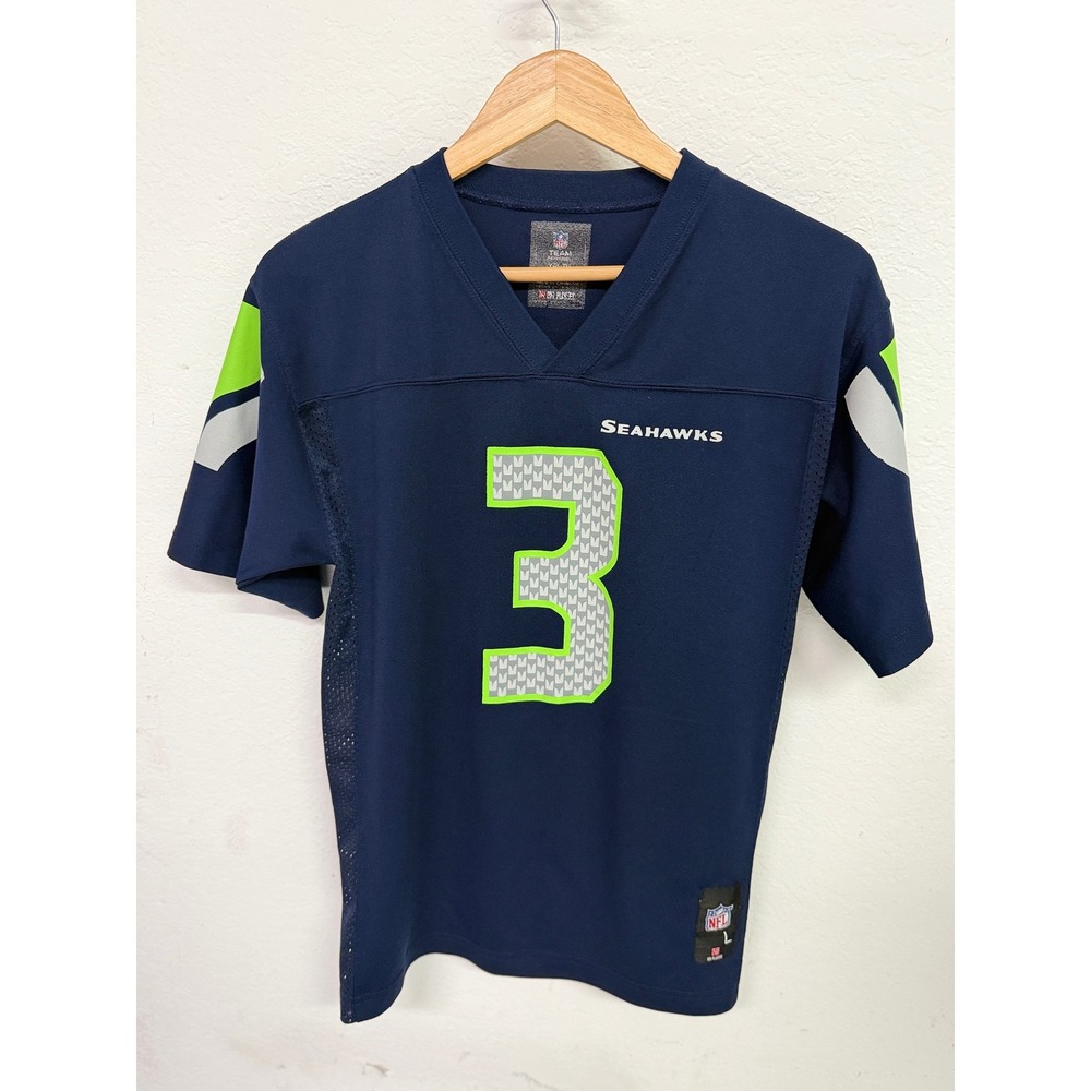 NFL Team Apparel Seattle Seahawks Russell Wilson 3 Jersey Youth Large Navy Blue
